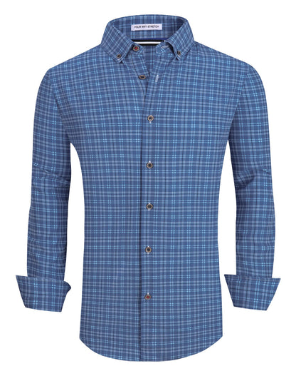 HOTAlex Vando Mens Wrinkle Free 4-Way Stretch Print Business Casual Shirt | Wrinkle resistant, Machine washable, Classic check Pattern, True-to-size cut, Business & Daily, Easy outfit pairing