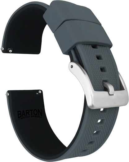 HOTBARTON Elite Silicone Watch Bands - Quick Release - Choose Strap Color & Buckle Color (Stainless Steel, Black PVD or Gunmetal Grey) - 18mm, 20mm, 22mm & 24mm Watch Straps