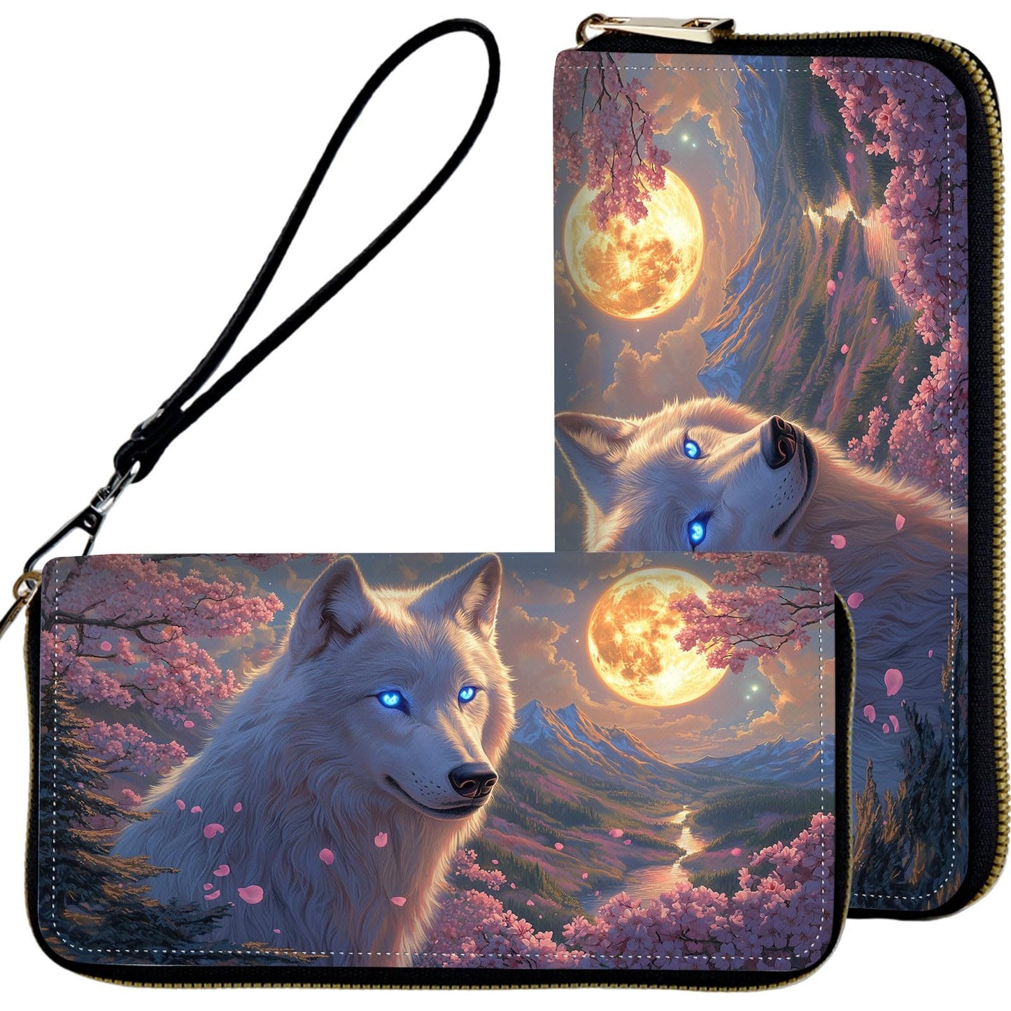 HOTWristlet Wallets for Women,Ladies Women's Wallet,Clutch Purses for Female Leather Large Capacity Credit Card Holder with Zipper Slim Cute Coin Pocket,RFID Blocking,Cute Funny Eye Purple
