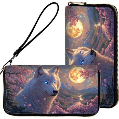HOTWristlet Wallets for Women,Ladies Women's Wallet,Clutch Purses for Female Leather Large Capacity Credit Card Holder with Zipper Slim Cute Coin Pocket,RFID Blocking,Cute Funny Eye Purple