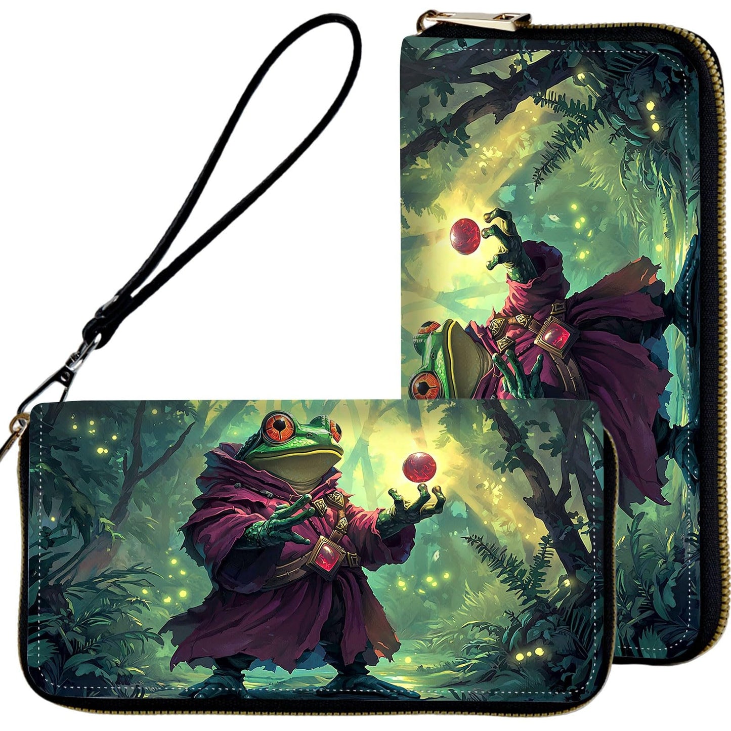 HOTWristlet Wallets for Women,Ladies Women's Wallet,Clutch Purses for Female Leather Large Capacity Credit Card Holder with Zipper Slim Cute Coin Pocket,RFID Blocking,Cute Funny Eye Purple