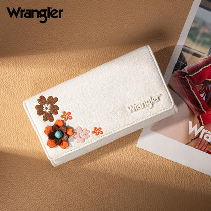 HOTX Wrangler Women's Wallet RFID Blocking Large Floral Trifold Wallets | Large Capacity, Floral Print, Multi Card Slots, ID Window, Money organizer & Coin pocket, Ideal Gift Choice for All Holidays