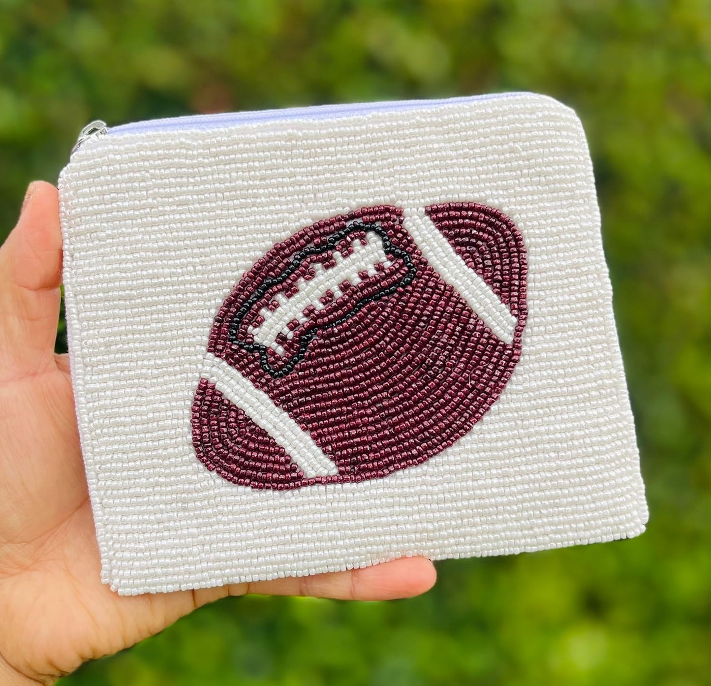 HOTFootball Beaded Pouch, Small Purse, Coin Purse Pouch, Small Wallets, Gift Card Pouch, Birthday Gift, Football Fan Gifts