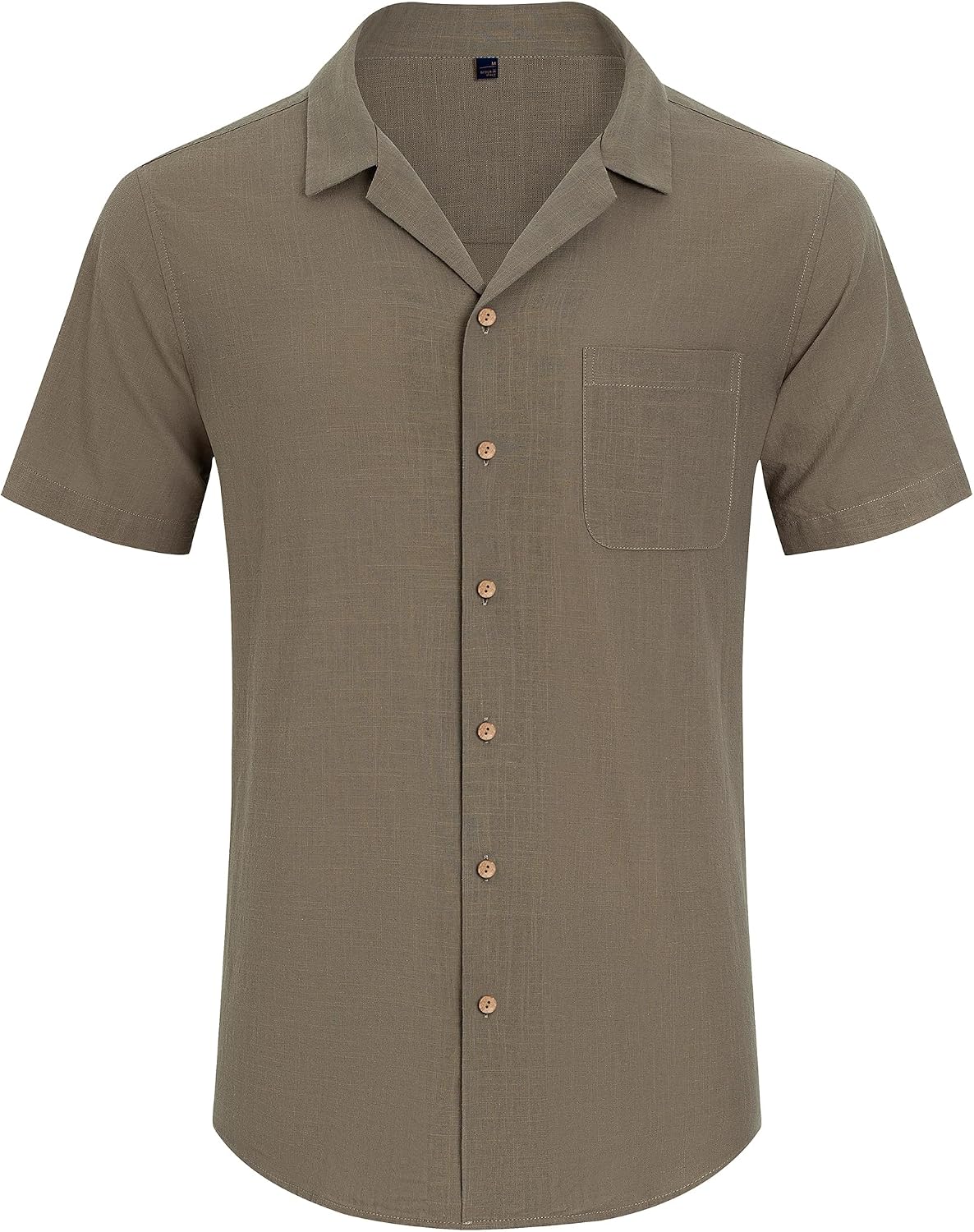 HOTAlimens & Gentle Mens Linen Shirts Cotton Hawaiian Shirts Short Sleeve Button Down Shirts Casual Summer Beach Tops
