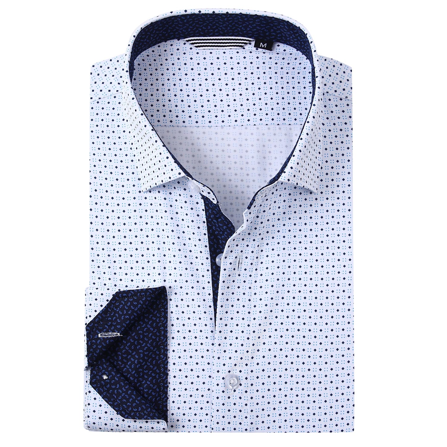 HOTAlex Vando Mens Printed Dress Shirts Regular Fit Casual Button Down Shirt | Wrinkle resistant, Machine washable, Contrast on inner collar & cuff, True-to-size cut, Business & Daily, Easy outfit pairing