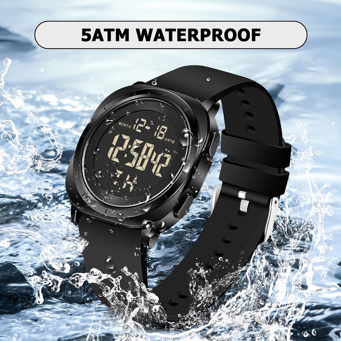 HOTCOSSINIGE Mens Digital Waterproof Running Wrist Watches for Men Military Sports Tactical Dive Cheap Men's Wrist Watches Digital Black and Gold