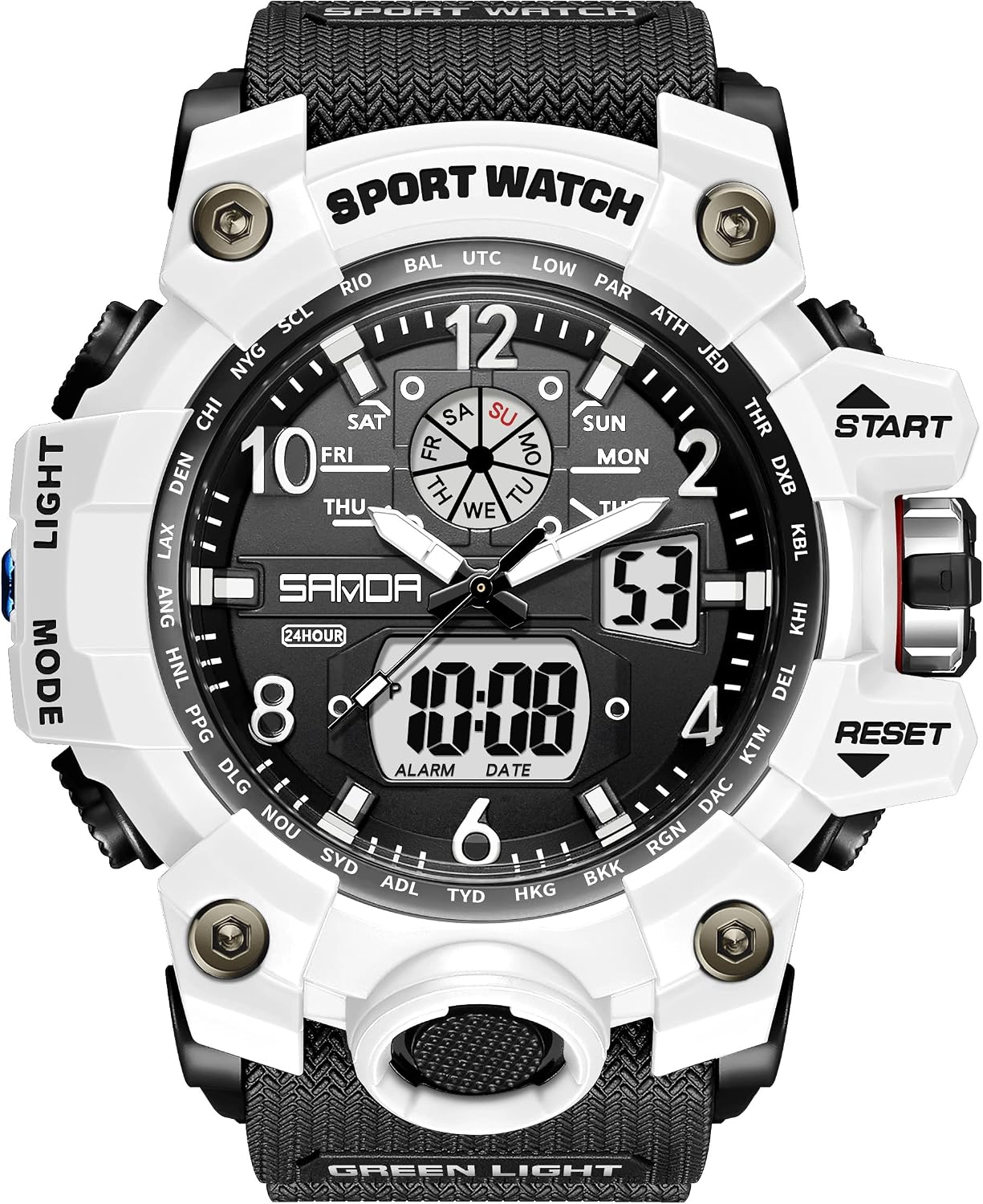 HOTKXAITO Men's Watches Sports Outdoor Waterproof Military Wrist Watch Date Multi Function Tactics LED Alarm Stopwatch