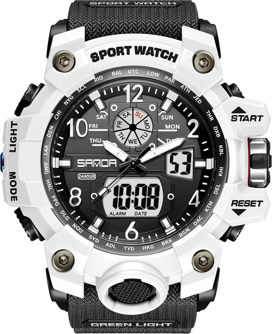 HOTKXAITO Men's Watches Sports Outdoor Waterproof Military Wrist Watch Date Multi Function Tactics LED Alarm Stopwatch