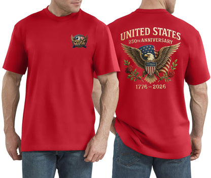 HOT250 Years American Flag Shirts for Men: 4th of July T Shirt 1776-2026 USA Patriotic Tee Tops