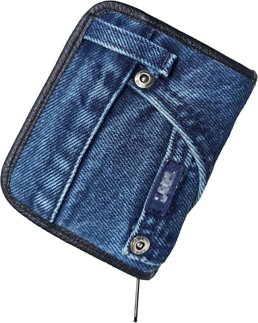 HOTCompact Denim Wallet Zipper Around Small Card Holder Coin Purse Slim Mini Blue