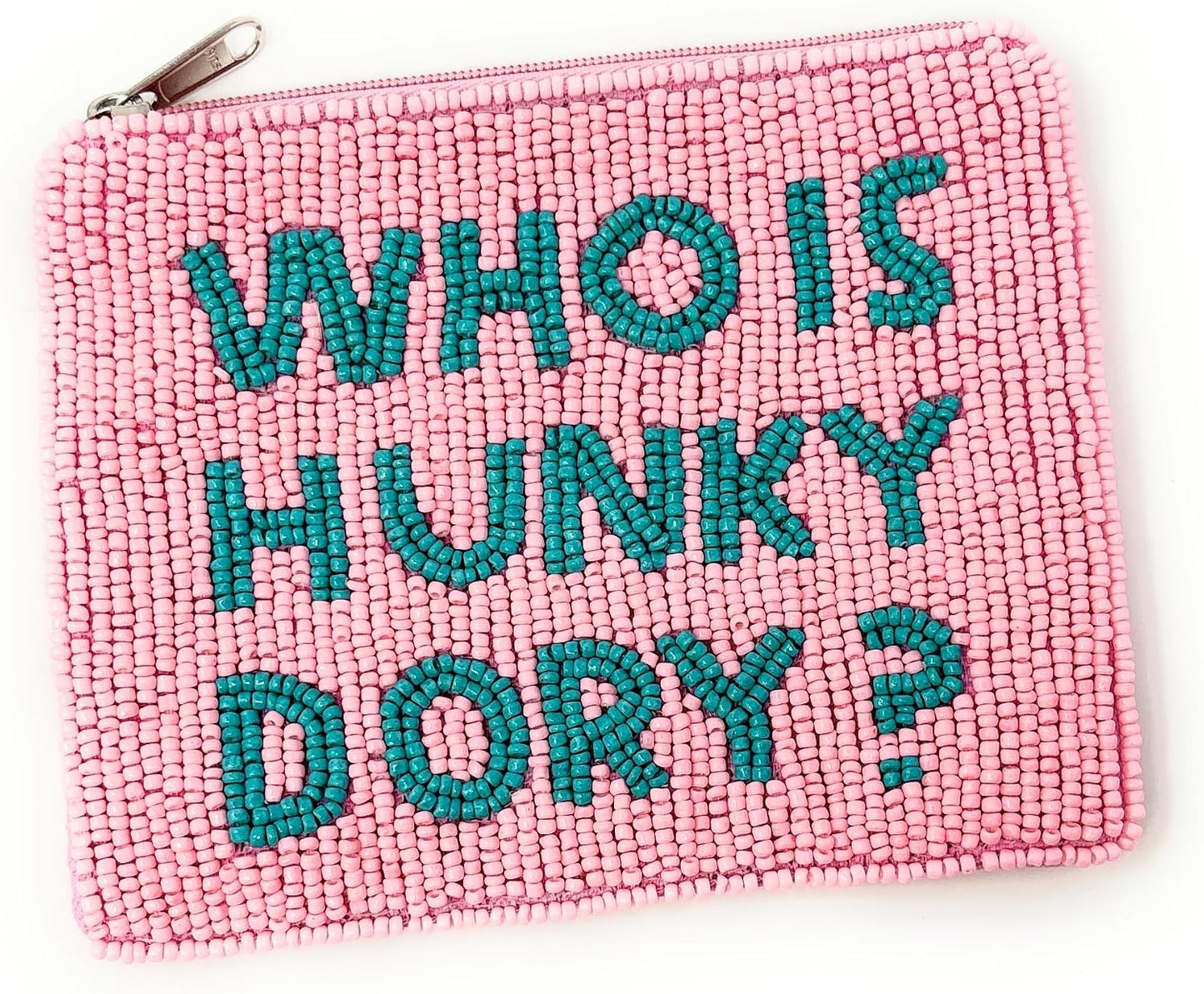 HOTWHO IS HUNKY DORY Beaded Coin Purse RHOBH Gifts Pink Beaded Wallet Preppy Beaded Bag The Real Housewives Gifts Beaded Purse Pouch