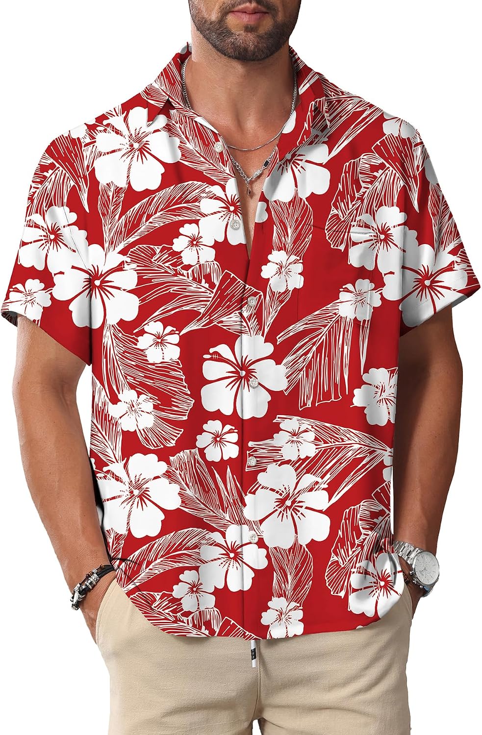 HOTKYKU Hawaiian Shirt for Men: Beach Vacation Summer Short Sleeve Button Down Mens Shirts Casual Stylish