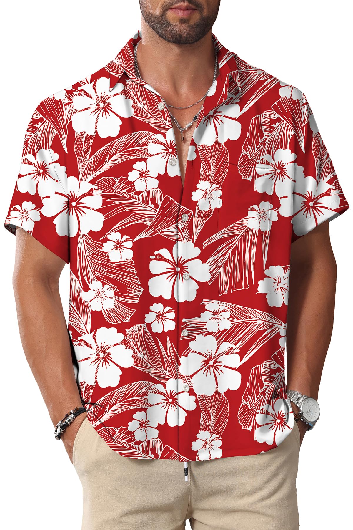 HOTKYKU Hawaiian Shirt for Men: Beach Vacation Summer Short Sleeve Button Down Mens Shirts Casual Stylish