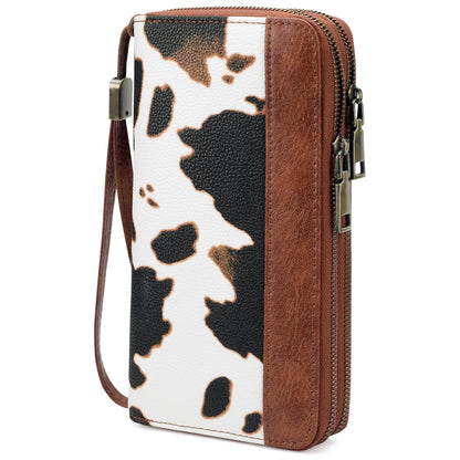 HOTGOIACII Women's Wallet Large Capacity Double Zip Ladies Card Phone Holder RFID Blocking Wristlet Leather