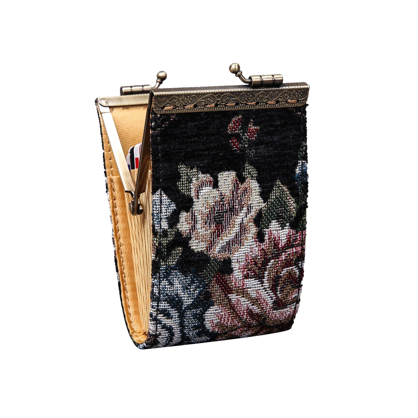 HOTAngelina's Palace Carpet Wallet Vintage Kiss Lock ID Pouch,Clasp Card Holder