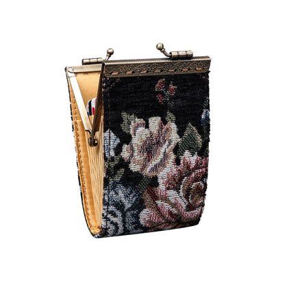 HOTAngelina's Palace Carpet Wallet Vintage Kiss Lock ID Pouch,Clasp Card Holder
