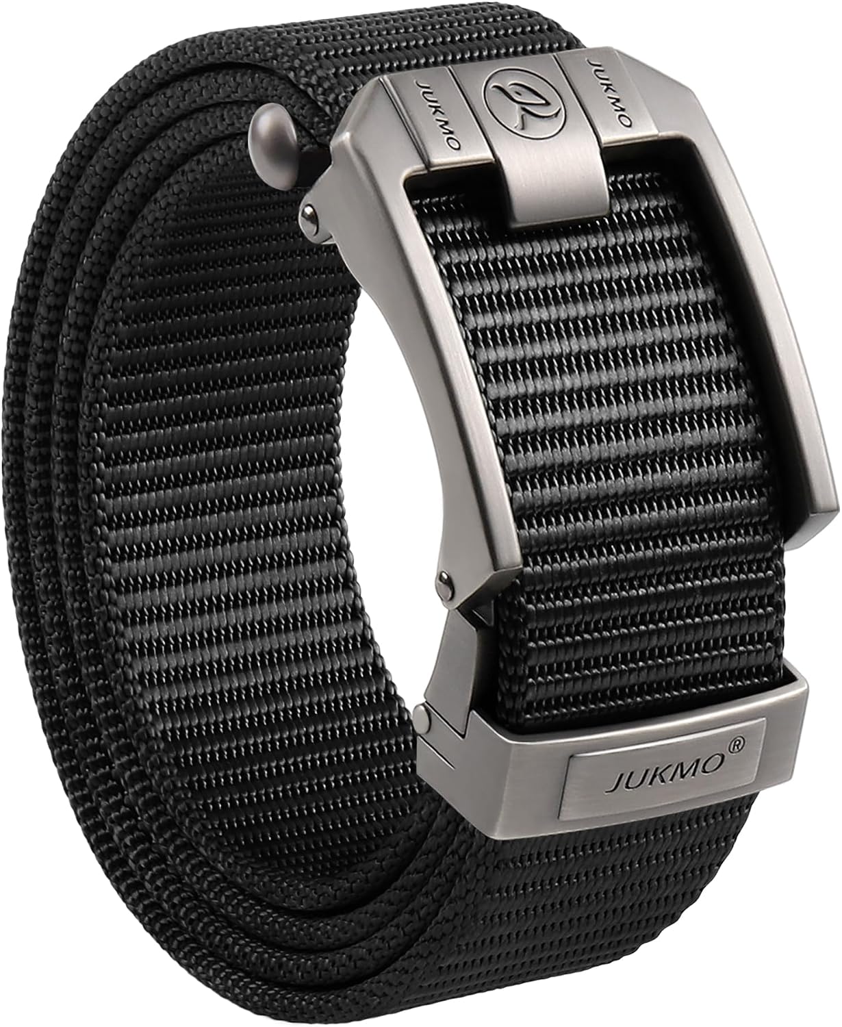 HOTJUKMO Men's Ratchet Belt, Nylon Web with Automatic Slide Buckle in Gift Box | Zinc Alloy Buckle with Micro-Adjust & Trimmable Webbing