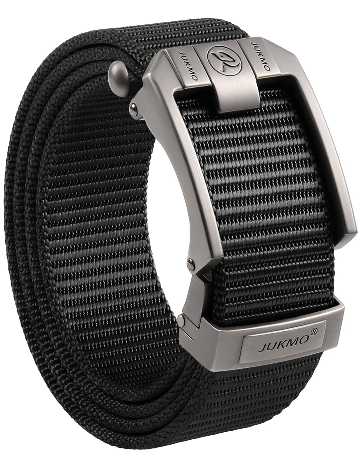 HOTJUKMO Men's Ratchet Belt, Nylon Web with Automatic Slide Buckle in Gift Box | Zinc Alloy Buckle with Micro-Adjust & Trimmable Webbing