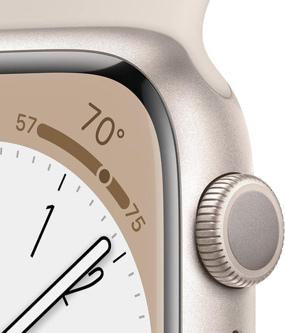 HOTApple Watch Series 8 (GPS, 41MM) - Starlight Aluminum Case with Starlight Sport Band M/L (Renewed Premium)