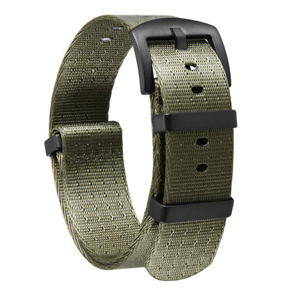 HOTBINLUN Nylon Watch Band 18mm,20mm,22mm,24mm Rugged Military Replacement Watch Straps Silver&Black Stainless Buckle Heavy-Duty Wristband For Traditional Men Women Watches