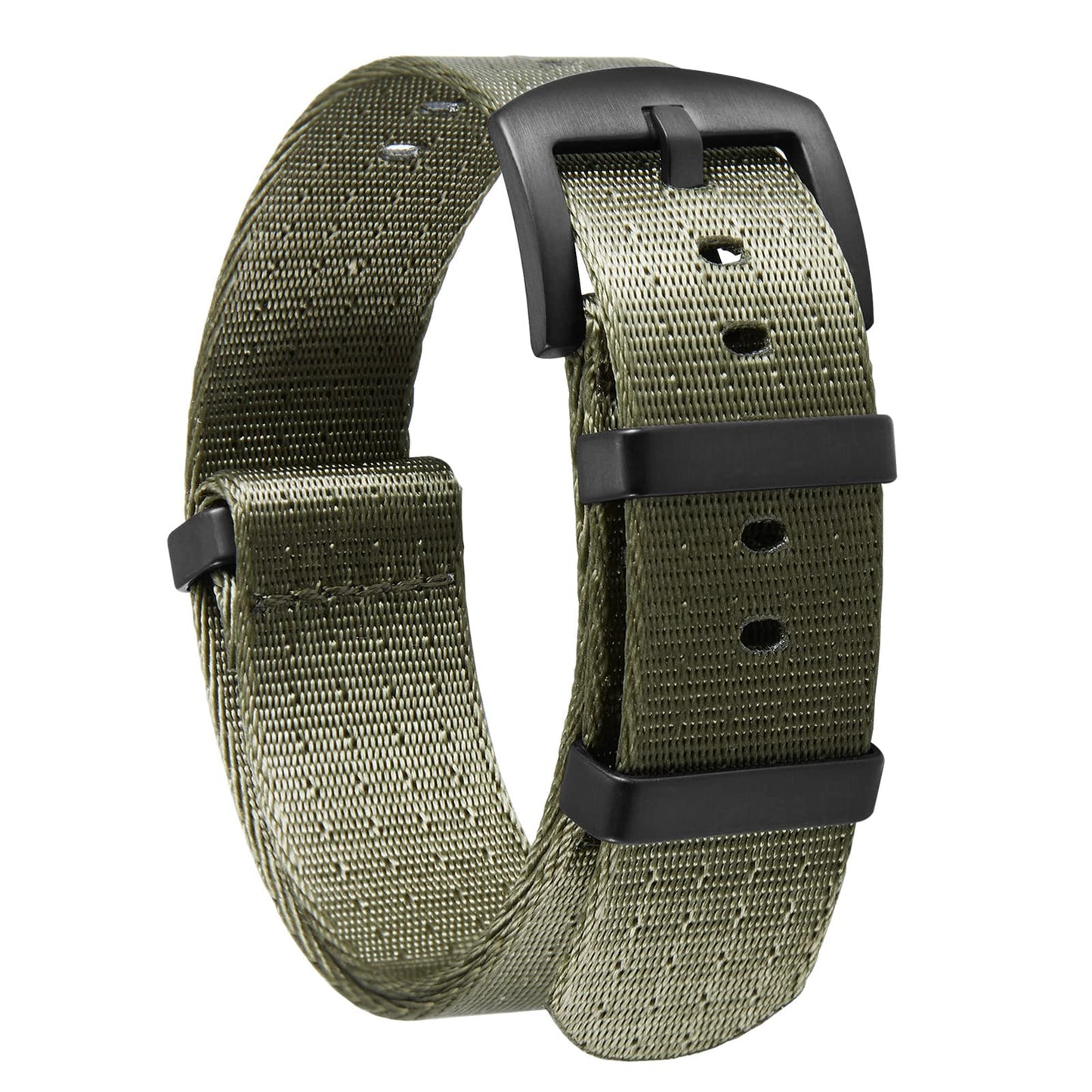 HOTBINLUN Nylon Watch Band 18mm,20mm,22mm,24mm Rugged Military Replacement Watch Straps Silver&Black Stainless Buckle Heavy-Duty Wristband For Traditional Men Women Watches