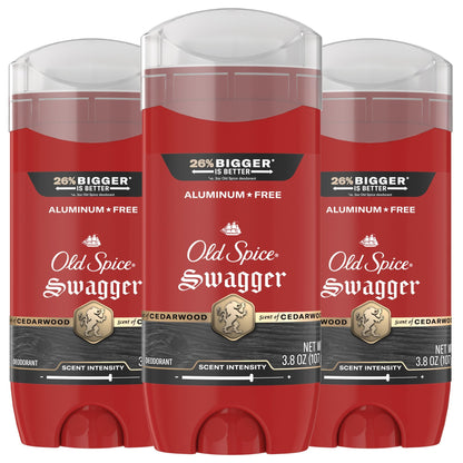 HOTOld Spice Aluminum Free Deodorant for Men, 24/7 Protection to Eliminate Odors, 24/7 Freshness & Lasting Scent, Swagger with Lime & Cedarwood Scent, 3.8 oz (Pack of 3)