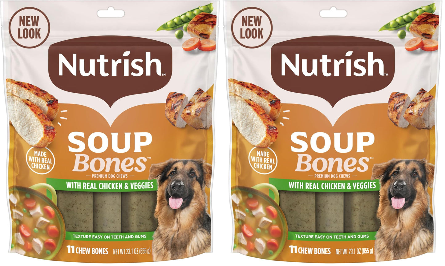 HOTNutrish Soup Bones Chicken Dog Chews, 23.1 oz. Bag, 11 Treats (Rachael Ray)