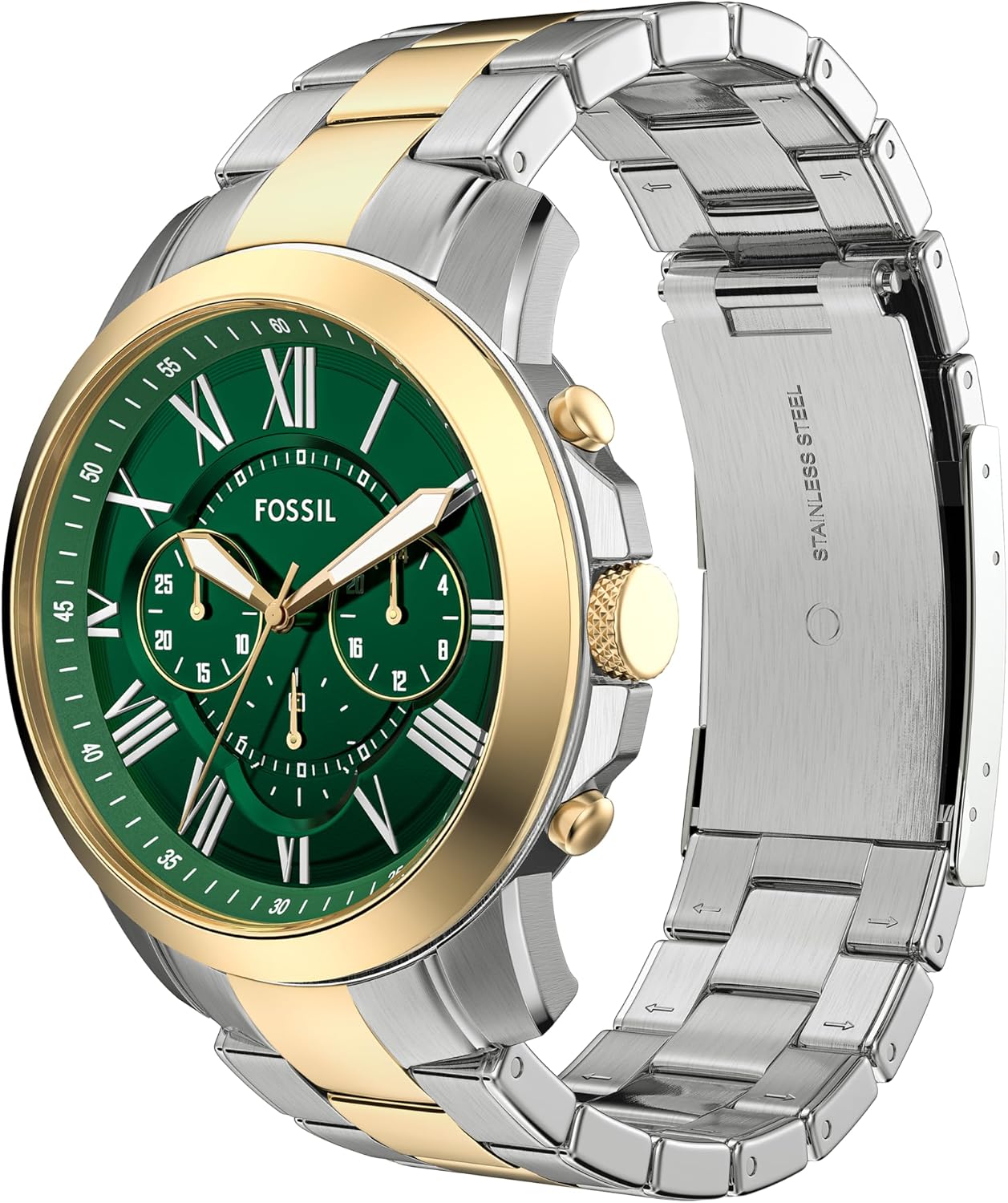 HOTFossil Men's Watch, Grant Quartz Stainless Steel Chronograph Watch for Men