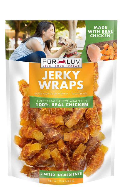 HOTPur Luv Chicken Jerky Dog Treats, Made with 100% Real Chicken Breast, 32 Ounces, Healthy, Easily Digestible, Long-Lasting, High Protein, Satisfies Dog's Urge to Chew
