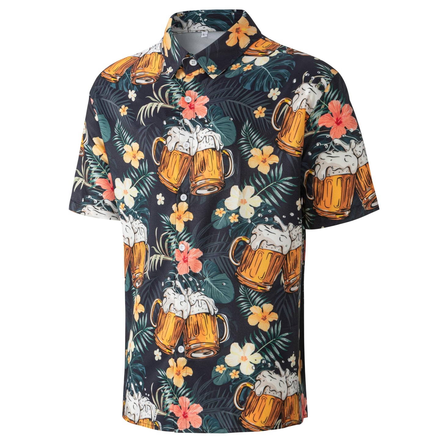 HOTMen's Casual Button Down Shirts Regular Fit Short Sleeve Hawaiian Shirt for Men
