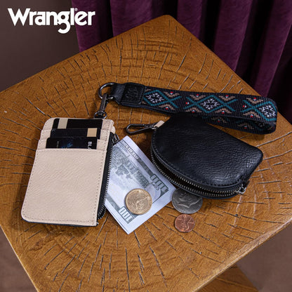 HOTWrangler Western Keychain Wristlet Wallets for Women Retro Dual Pouch Wristlet Credit Card Holder Wallet with Zipper Pocket WG2214-W0051BK
