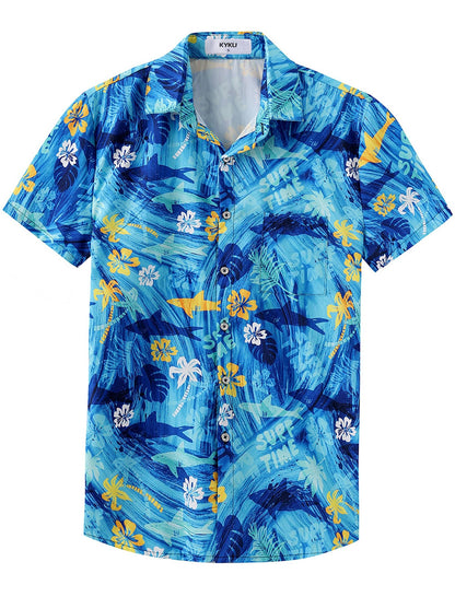 HOTKYKU Hawaiian Shirt for Men: Beach Vacation Summer Short Sleeve Button Down Mens Shirts Casual Stylish