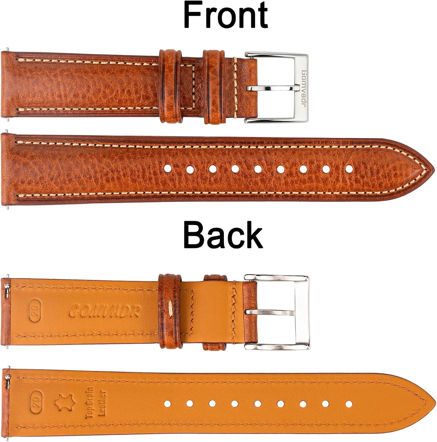 HOTItalian Leather Watch Band Tuscany Natural Vegetable-Tanned Top Grain Genuine Leather Strap,18mm 19mm 20mm 21mm 22mm XL XXL Quick Release Replacement Watch Bands for Men and Women Thick and Soft
