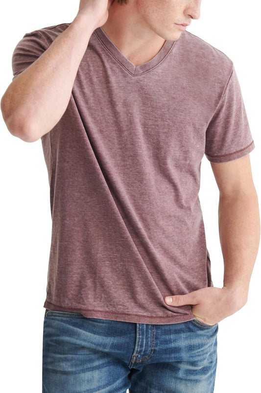 HOTLucky Brand Men's Venice Burnout V Neck Tee