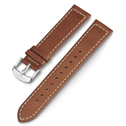 HOTTimex 20mm Genuine Leather Strap – Dark Brown with Silver-Tone Buckle