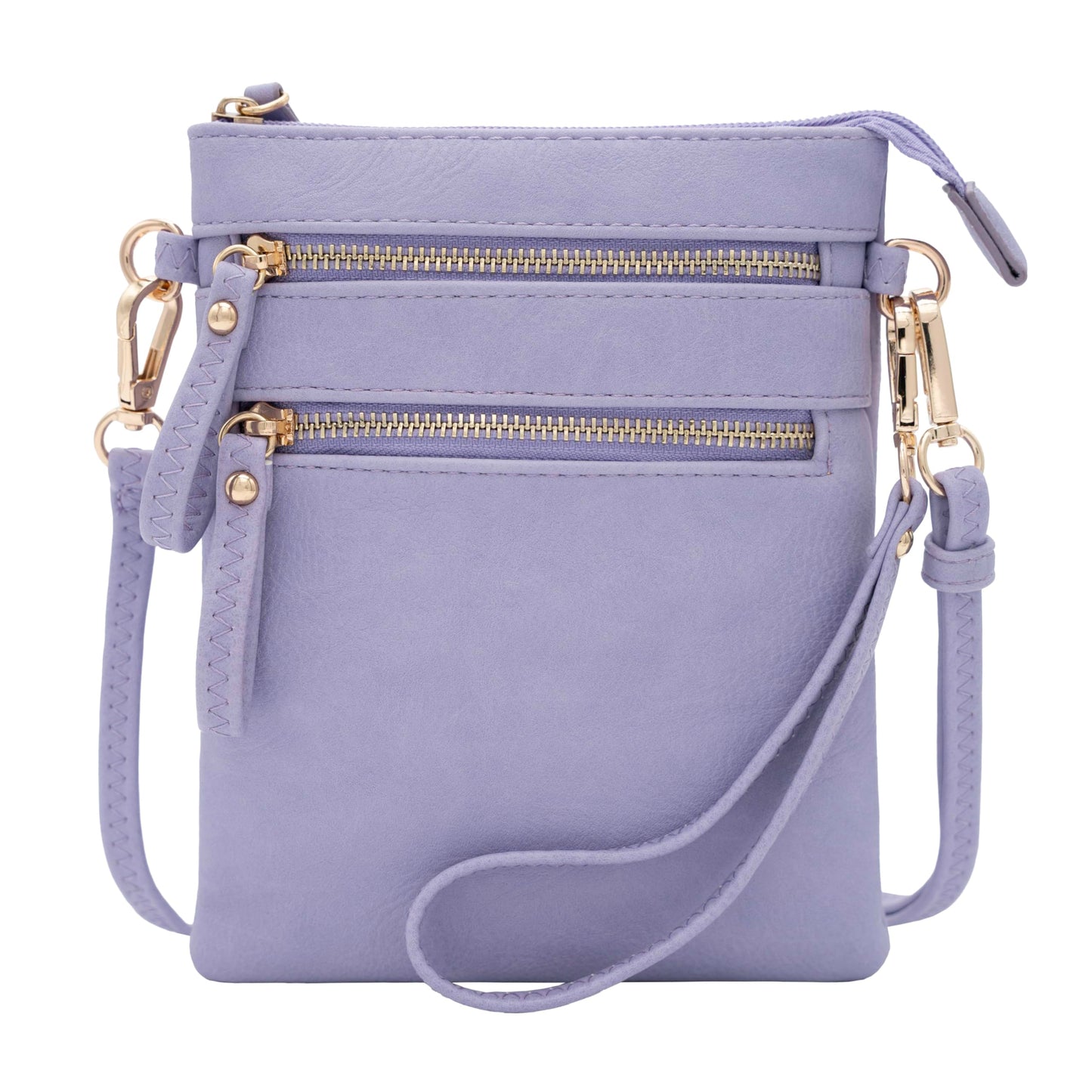 HOTSolene Small Crossbody Bag for Women, Multi Zip Pockets with Detachable Wristlet, Lightweight Travel Purse, Cell Phone Pouch