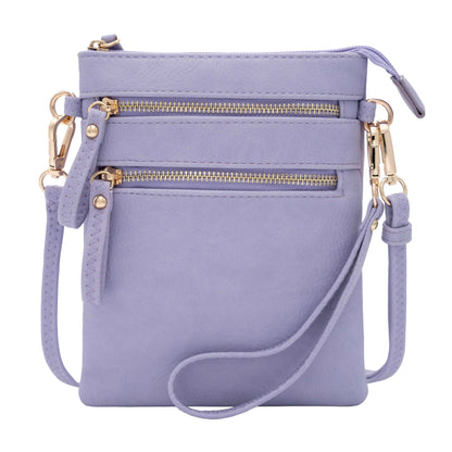HOTSolene Small Crossbody Bag for Women, Multi Zip Pockets with Detachable Wristlet, Lightweight Travel Purse, Cell Phone Pouch
