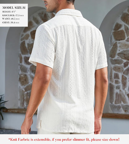 HOTDamipow Mens Casual Button Down Shirts Short Sleeve Fashion Vacation Beach Shirts
