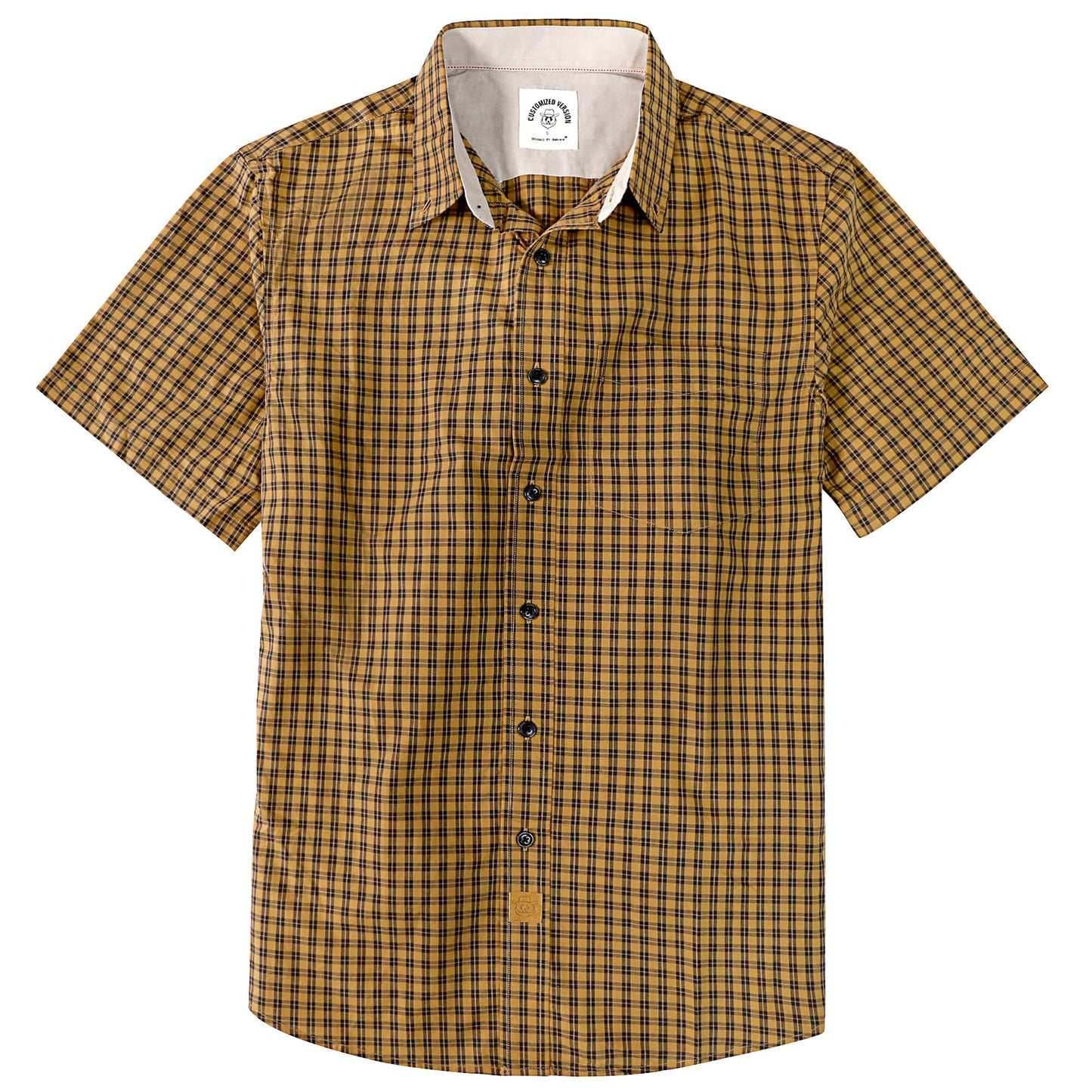 HOTDubinik® Mens Short Sleeve Button Down Shirts 100% Cotton Plaid Men's Casual Button-Down Shirts with Pocket