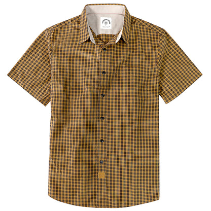 HOTDubinik® Mens Short Sleeve Button Down Shirts 100% Cotton Plaid Men's Casual Button-Down Shirts with Pocket