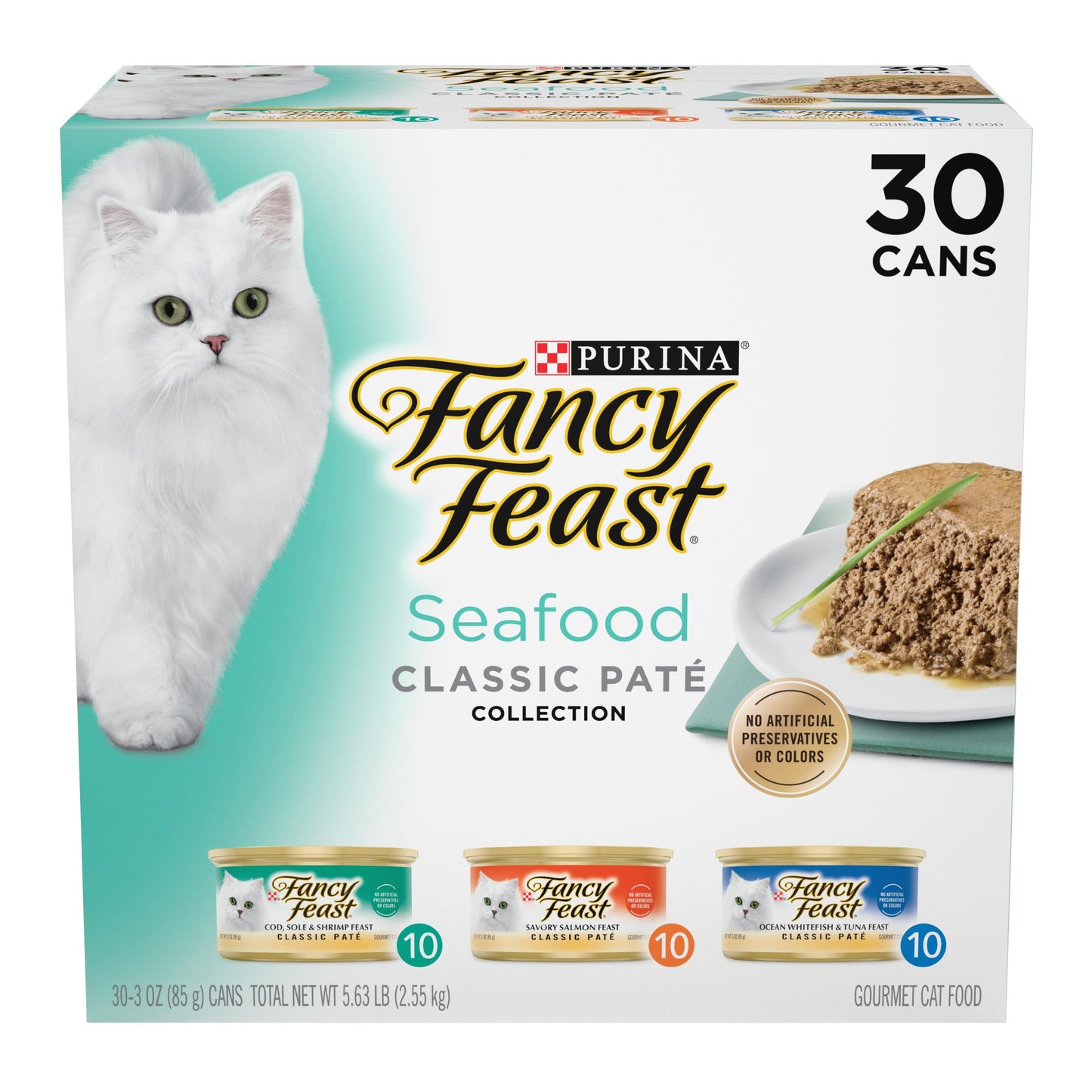 HOTPurina Fancy Feast Seafood Classic Pate Collection Grain Free Wet Cat Food Variety Pack - (Pack of 30) 3 oz. Cans