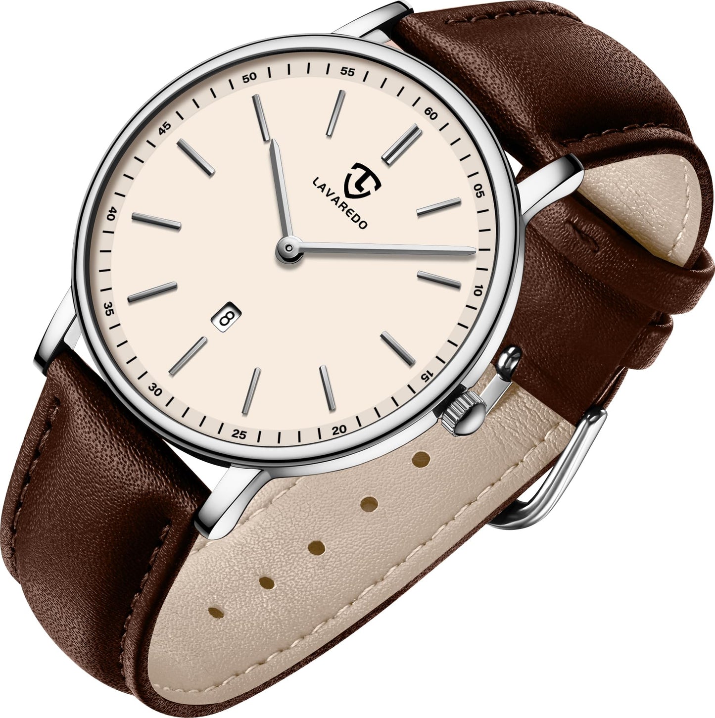 HOTBEN NEVIS Watch, Mens Watch, Minimalist Fashion Simple Wrist Watch Analog Date with Leather Strap