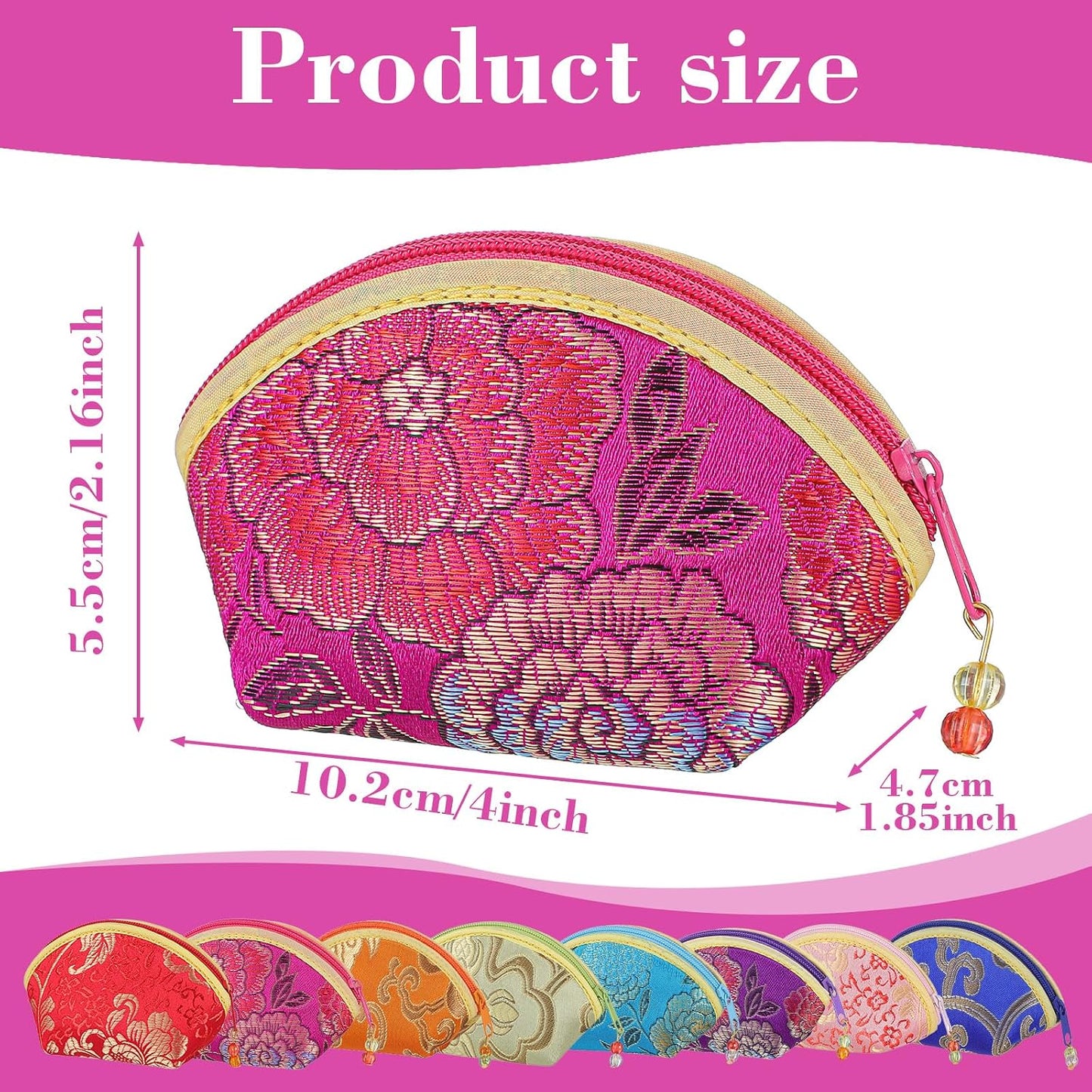 HOT24 Pcs Silk Coin Purse Zipper Purse Embroidery Sugar Jewelry Bag Lipstick Container Coin Wallet Gift Bag