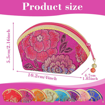 HOT24 Pcs Silk Coin Purse Zipper Purse Embroidery Sugar Jewelry Bag Lipstick Container Coin Wallet Gift Bag
