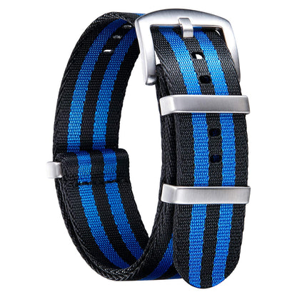 HOTBINLUN Nylon Watch Band 18mm,20mm,22mm,24mm Rugged Military Replacement Watch Straps Silver&Black Stainless Buckle Heavy-Duty Wristband For Traditional Men Women Watches