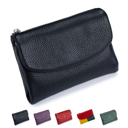 HOTNsciyise Premium Leather Wallet for Women, Red | Multi-Slot Card Holder, RFID Blocking Protection, ID Window, Zipper Coin Purse, Trifold Genuine Cowhide