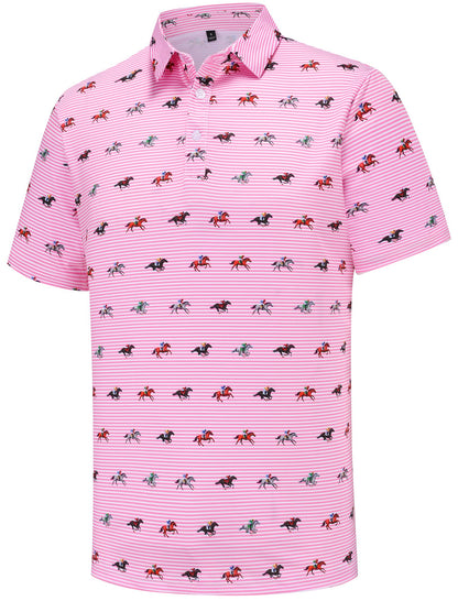 HOTMens Golf Polo Shirts Short Sleeve Performance Moisture Wicking Dry Fit Casual Print Funny Golf Polo Shirts for Men
