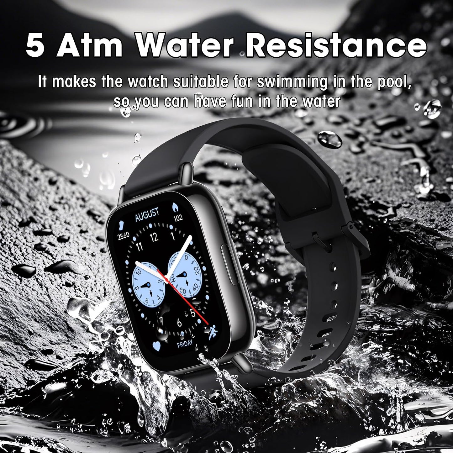 HOTXiaomi Redmi 5 Lite Smart Watch, Step Counter Watch for Women Men with 1.96" LCD Large Display, 140 Sports Modes, 5ATM Waterproof (Lite-Black)