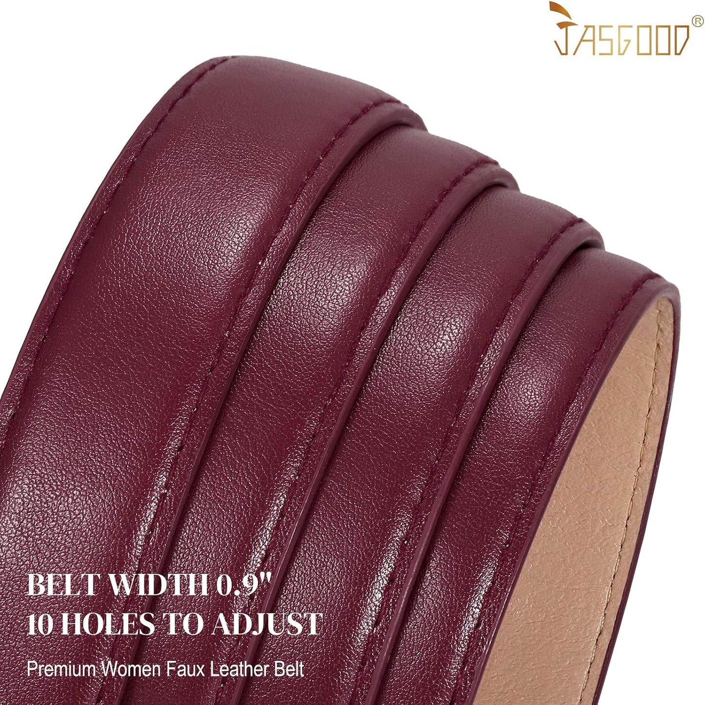 HOTJASGOOD Women Leather Belt Fashion Ladies Leather Waist Belt for Pants Jeans Dress with Gold Buckle