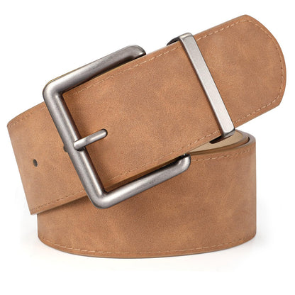 HOTXZQTIVE Women Wide Chunky Belt for Dresses Fashion Thick Suede Belt with Gold Buckle